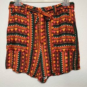 FARM RIO ANTHROPOLOGIE Gemma Tribal Geometric Print High Waist Shorts Small